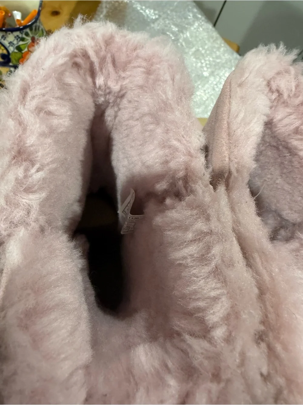 UGG Girls' Pink Faux-Suede Pom Pom Winter Boots